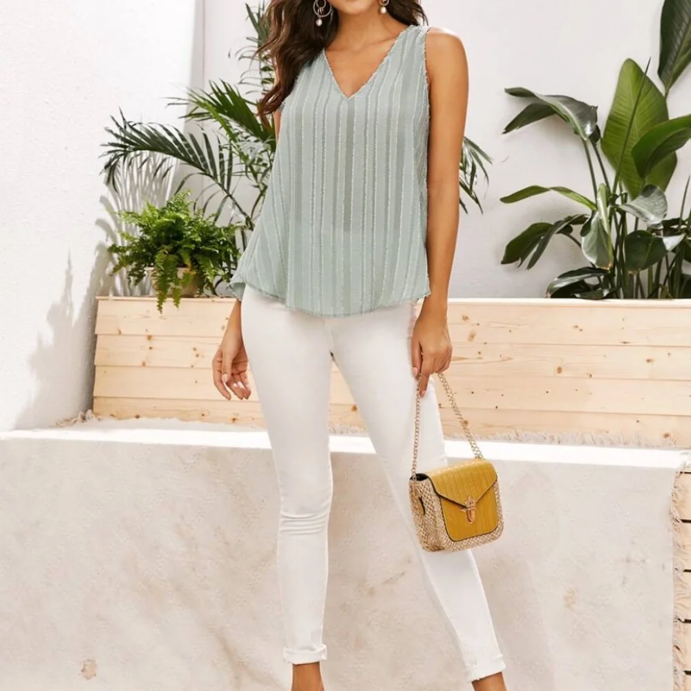 SHEIN V-neck Curved Hem Fuzzy Top - Picture 6 of 8